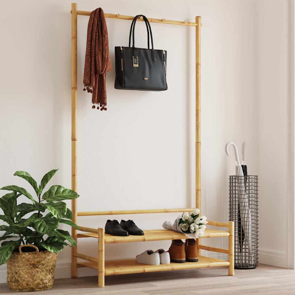 Clothes Rack with Shelves 103 X 40 X 183 Cm Bamboo