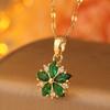 New Sweet Pink Cherry Blossoms Pendant Stainless Steel Necklaces For Women Korean Fashion Temperament Clavicle Chain Jewelry