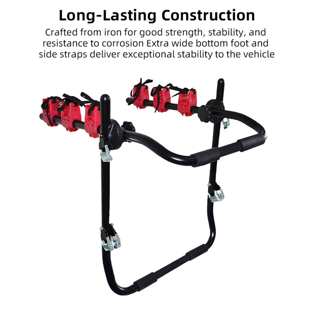 Trunk Mount Bicycle Rack Support 3 Bikes Heavy Duty Car Rear Bike Carrier Luggage Rack Compatible with Trucks SUVs