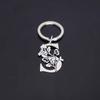 Stainless Steel Alphabet Flower Cutout Keychain Pendant