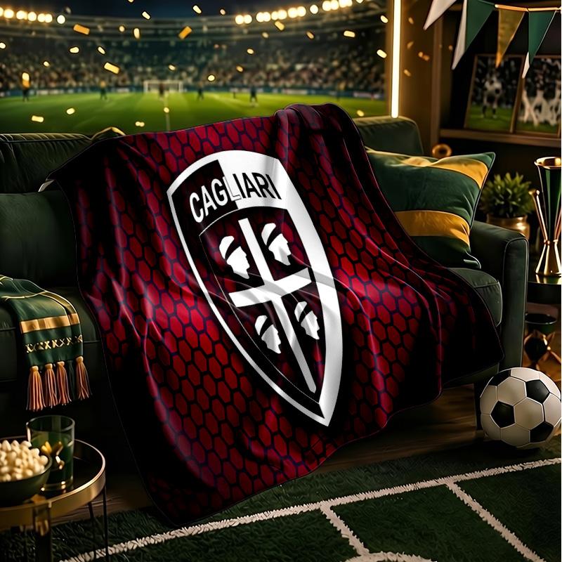Cagliari Fußball Club Wappen Decken Flanelldecken Plüsch für Sofa Bett Geschenke für Männer Frauen Reise Picknickdecke Weihnachts-Fan-Geschenke