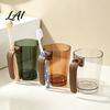 Inverted Draining Mouthwash Cup Clear Toothbrush with Handle Plastic Holder Easy Clean Wide Mouth Tumbler Storage Slot Modern Bathroom Accessory for