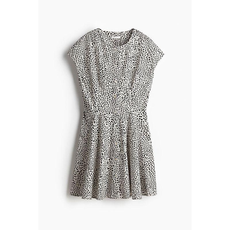 

HM Women s Clothing Dress 2025 Autumn New Arrival Front Buckle Dress Stylish Floral Skirt 1278034 White/Leopard print 175/116(XL)
