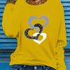 Spring and Autumn Women's Casual Long-sleeved T-shirts, Heart-shaped Round Neck T-shirts, Women's Clothing