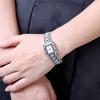 Fashion Rectangle Dial Rhinestone Alloy Band Lady Women Gift Analog Wrist Watch