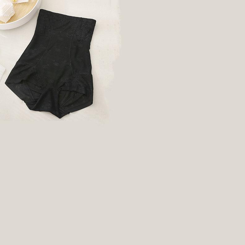 

Женские жаккардовые хлопковые трусы с высокой талией, моделирующие живот, четыре сезона, кружевные корректирующие трусики большого размера M чёрный