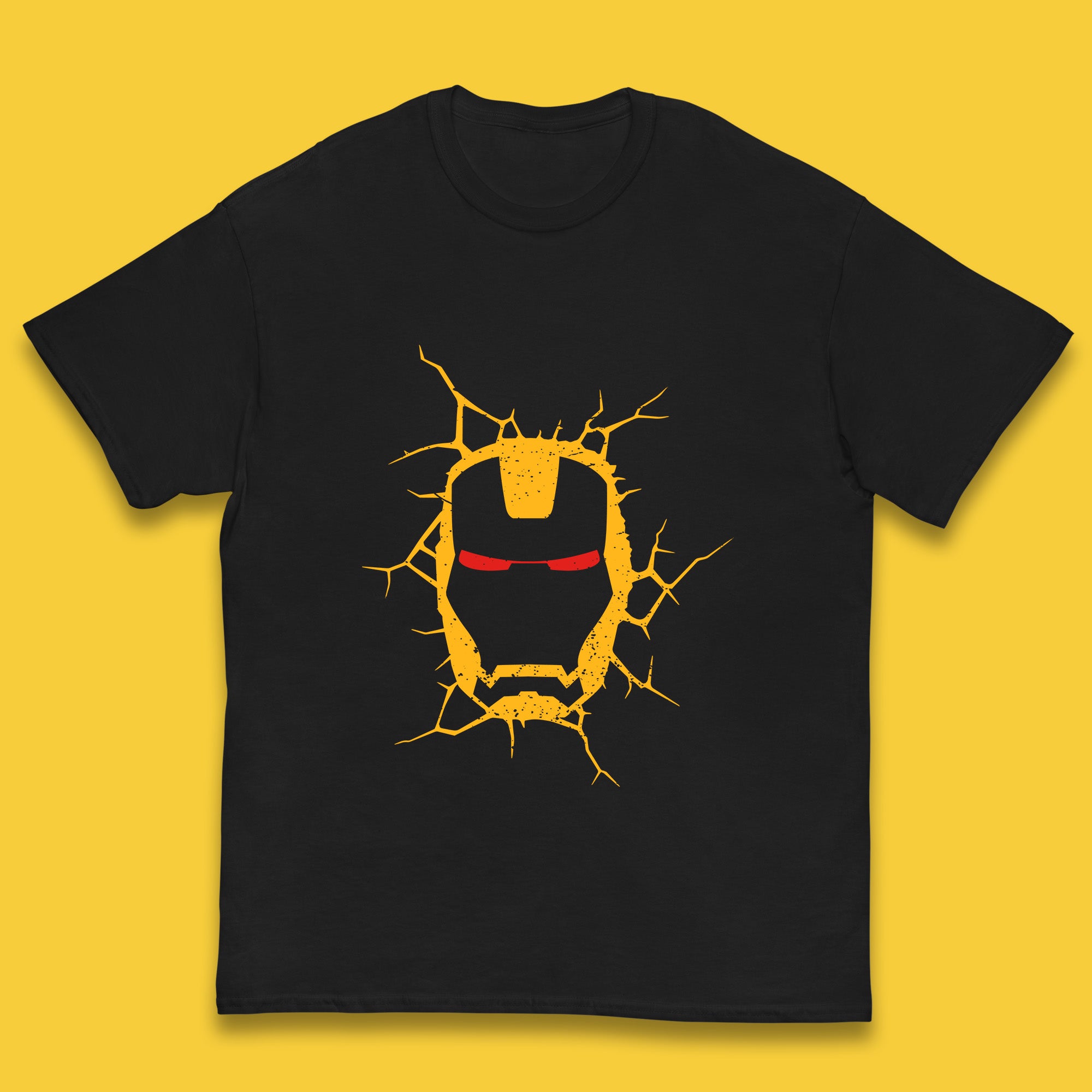 Marvel Avengers Iron Man Face Cracked Wall Art Superhero Comic Book Character Iron-man Marvel Comics Kids T Shirt 140