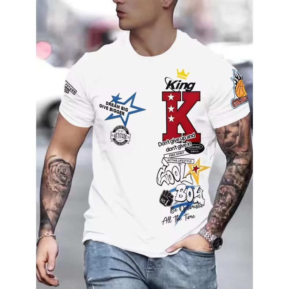 Heißer Verkauf Neues Herren-Pokerwürfel-Printmuster Rundhalsausschnitt Atmungsaktives T-Shirt Outdoor Hautfreundliches Lässiges Oberteil