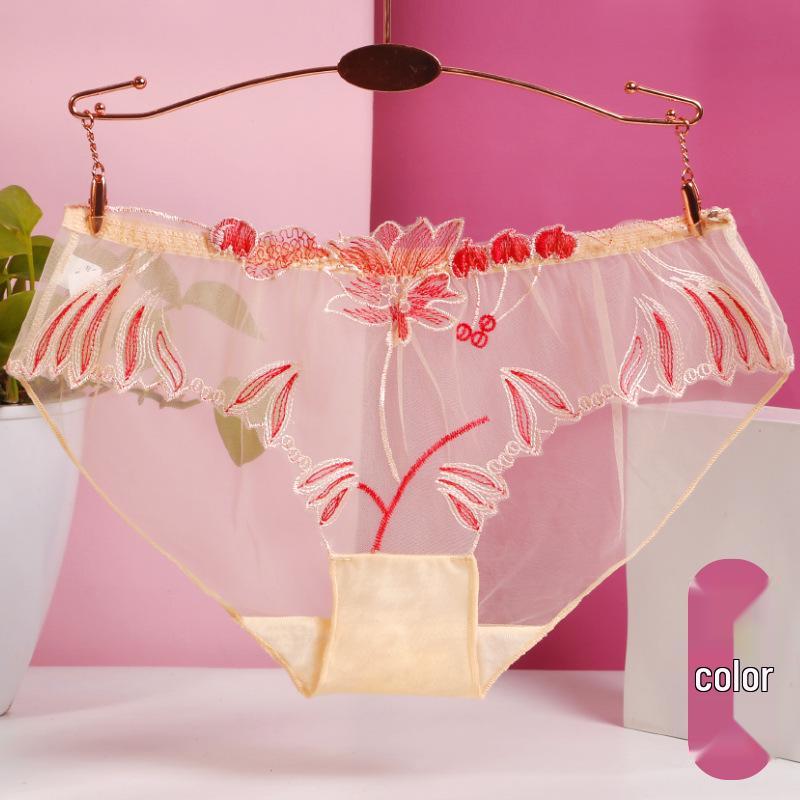 

Plus Size Women s Sexy Lace Mesh Embroidered Triangle Panties Large