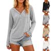 Women's Casual V-Neck Loose Fit Long Sleeve Hoodie Sweatshirt for Everyday Wear and Lounging