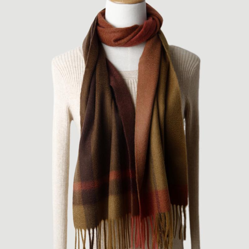 Unisex Plaid & Striped Cashmere Scarf: Thick, Warm, Perfect for Autumn/Winter