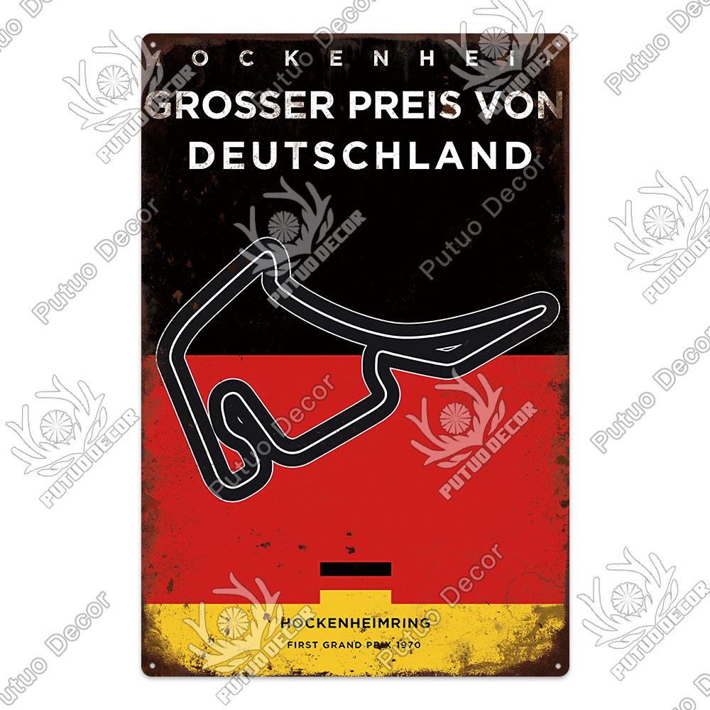 

Декор Винтажный гоночный трек металлический плакат гонка Формула 1 жестяная табличка железная пластина бар клуб мужская пещера украшение стены дома 11.8x15.7inch