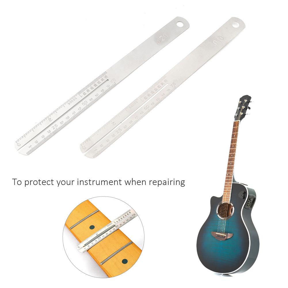 2Pcs Fingerboard Fret Protector Stainless Steel Fretboard Guard Repair Tool with Scale