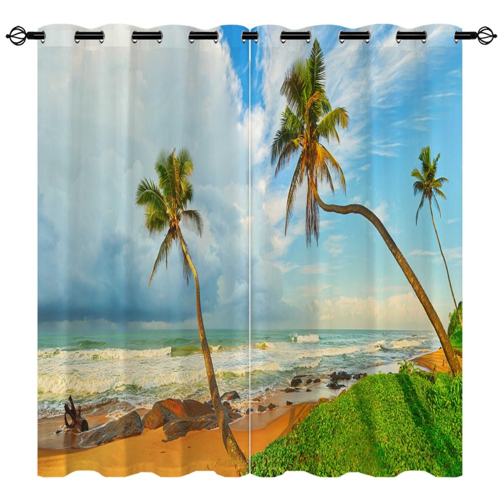 Beach Seaview Series 8 Digital Printing High Density Blackout Curtains