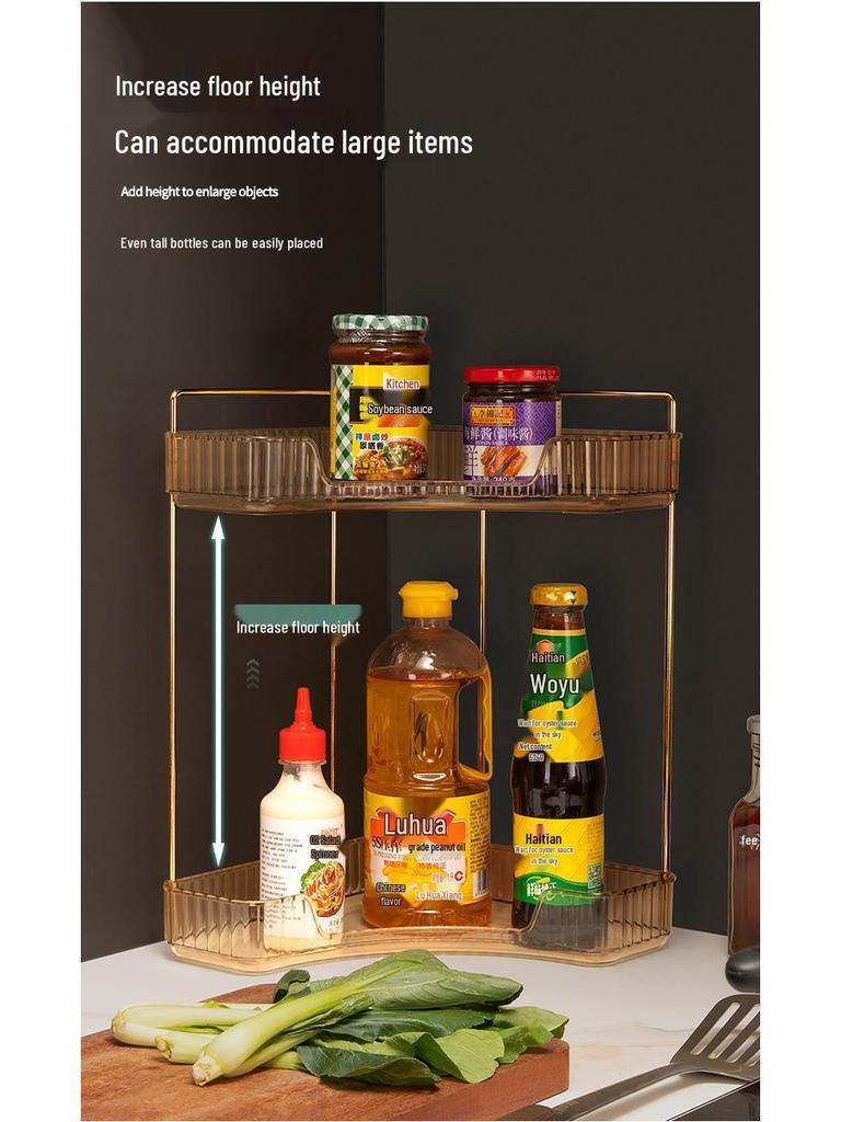 Light Luxury Double-Layer Bathroom Corner Shelf for Cosmetics - Model 3402