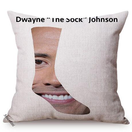 The Rock Face Dwayne Portrait Sofa Cushion Cover American Actor Johnson Pattern Decorative Cotton Linen Throw Pillow Case