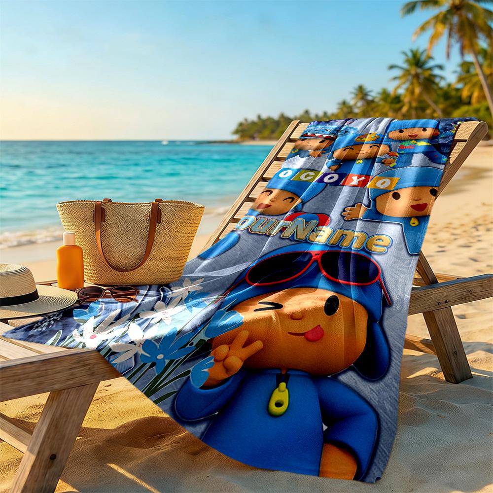 Pocoyo Customizable Name Beach Towel High Absorbency & Quick-Dry