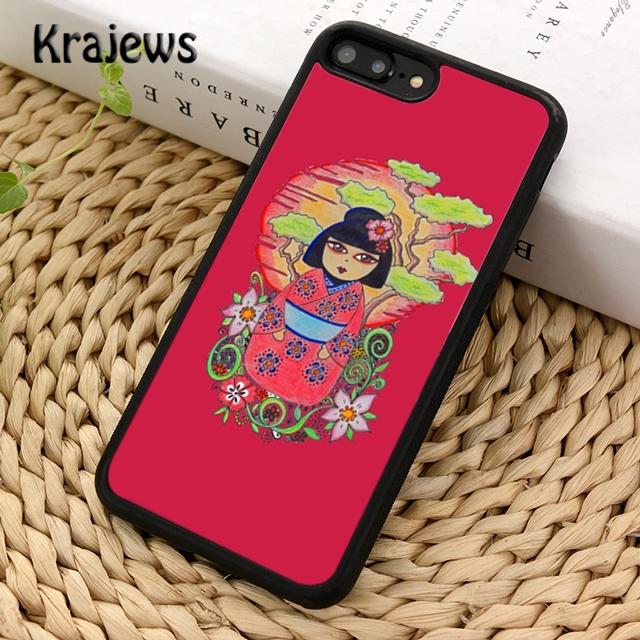 Krajews Cute Japanese Kokeshi Doll Phone Case Cover For iPhone 17 Air 16 15 14 plus 11 12 13 pro max coque Shell Fundas