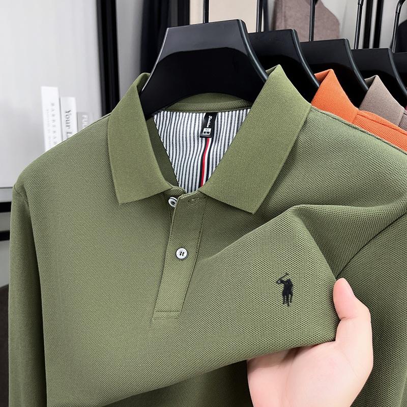 STORN 100% Pure Cotton High-end Brand Men's Long Sleeved Polo Shirt Autumn Fashion New Luxurious Pony Paul Embroidery Top Golf T-shirt