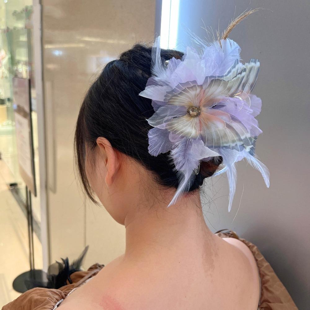 

Tassel Grasping Clip Flower Shark Clip Elegant Hair Claw Girl фиолетовый