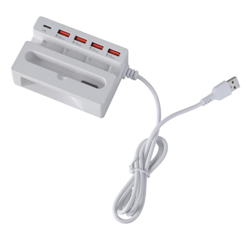 Multiple Port USB Hubs Converters with 4 USB and Type C Port Plus Phone Stand for Charging Multiple Devices