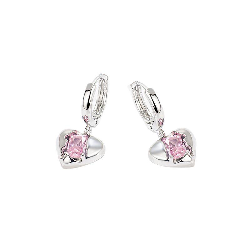 2022 Trendy Pink Crystal Heart Ear Cuffs: Elegant Zircon Design for Women