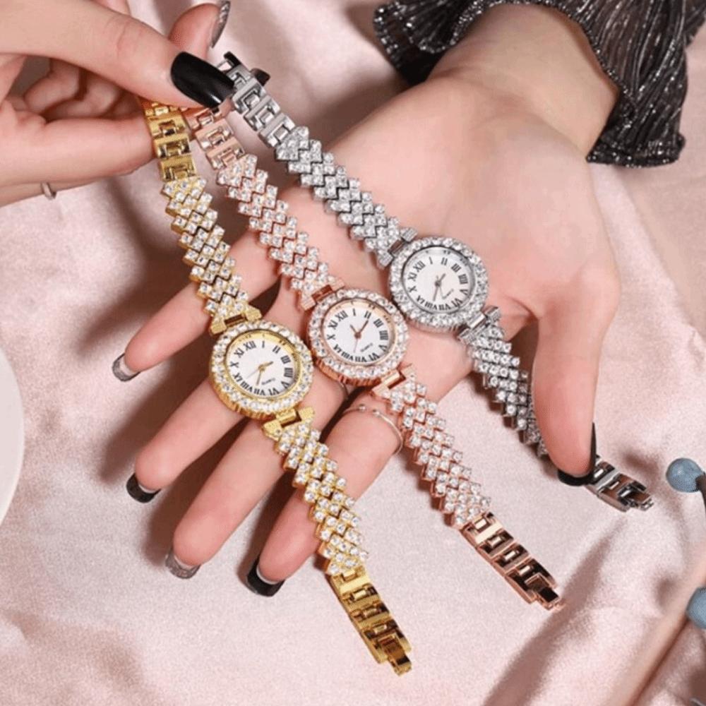 Luxus-Damenuhr Silber Roségold Uhr Leichter Luxus Uhr Armband Set Zubehör