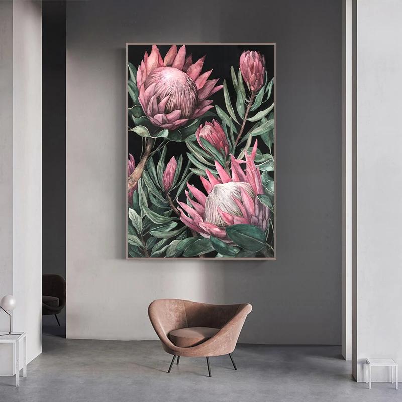 Vintage Animals and Plants Canvas Paintings Flowers Owl Birds Parrot Flamingo Wall Art Poster Pictures Print Living Room Decor