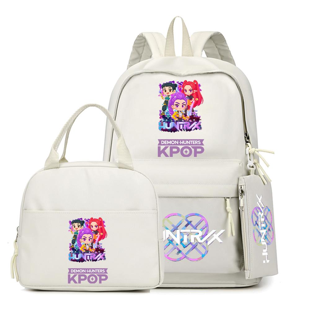 Set 3 buc./set Rucsac K-Pop Demon Hunters Imprimat cu Geantă de mână Etui pentru creioane pentru Adolescent Student Băiat Fată Ghiozdan Ghiozdan Capacitate Mare Geantă de Călătorie