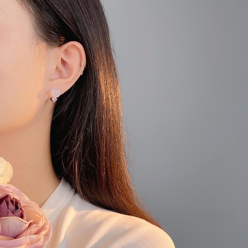 Ohrringe aus weißem Chalcedon und Zirkon für Damen, High-End, chinesisch, cool und elegant, Nischendesign