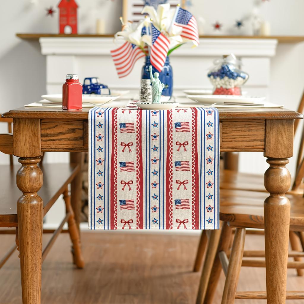 1Pcs American Independence Day Bow Flag Design Suitable for July 4th Celebration Table Decorations