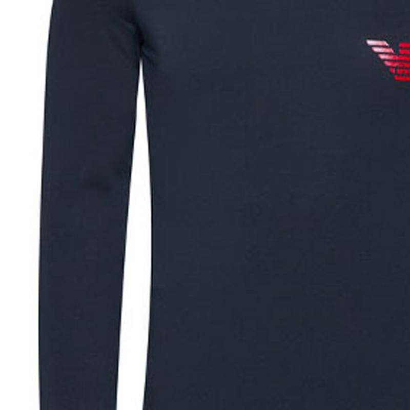 Emporio Armani Round Neck Logo Small Label Long Sleeve T-Shirt Men tops Dark-Blue 111023-0A526-00135