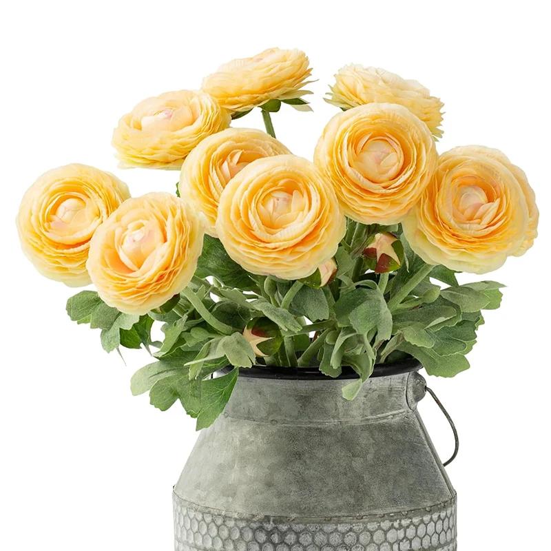 Künstliche Blumen mit Echt-Touch Ranunculus Blumen Seiden-Ranunculus Blumen 10er Pack