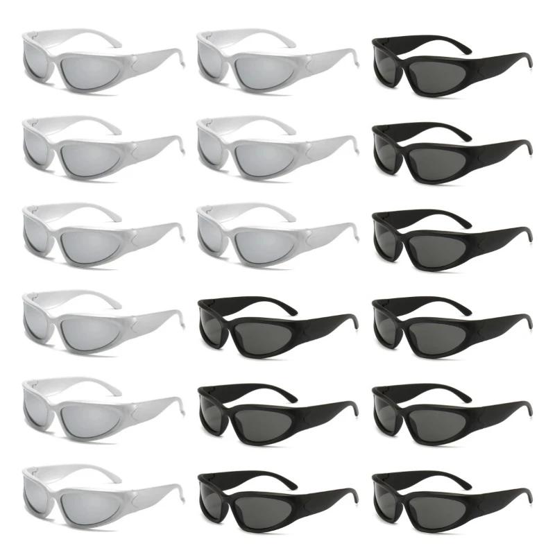 18PCS Y2K Hip-hop Steampunk Sunglasses Sports Personality Women Driving Sunglasses Cycling Glasses