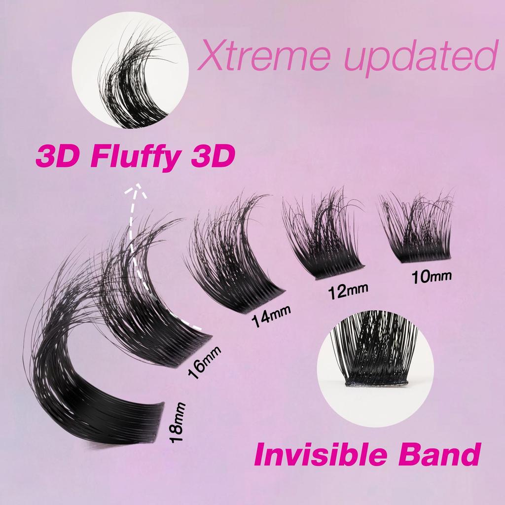 veyesbeauty Xtreme Cluster Lashes Extensii de gene individuale pufoase 3D Stratificat Volum 210 Clusters 10-18mm