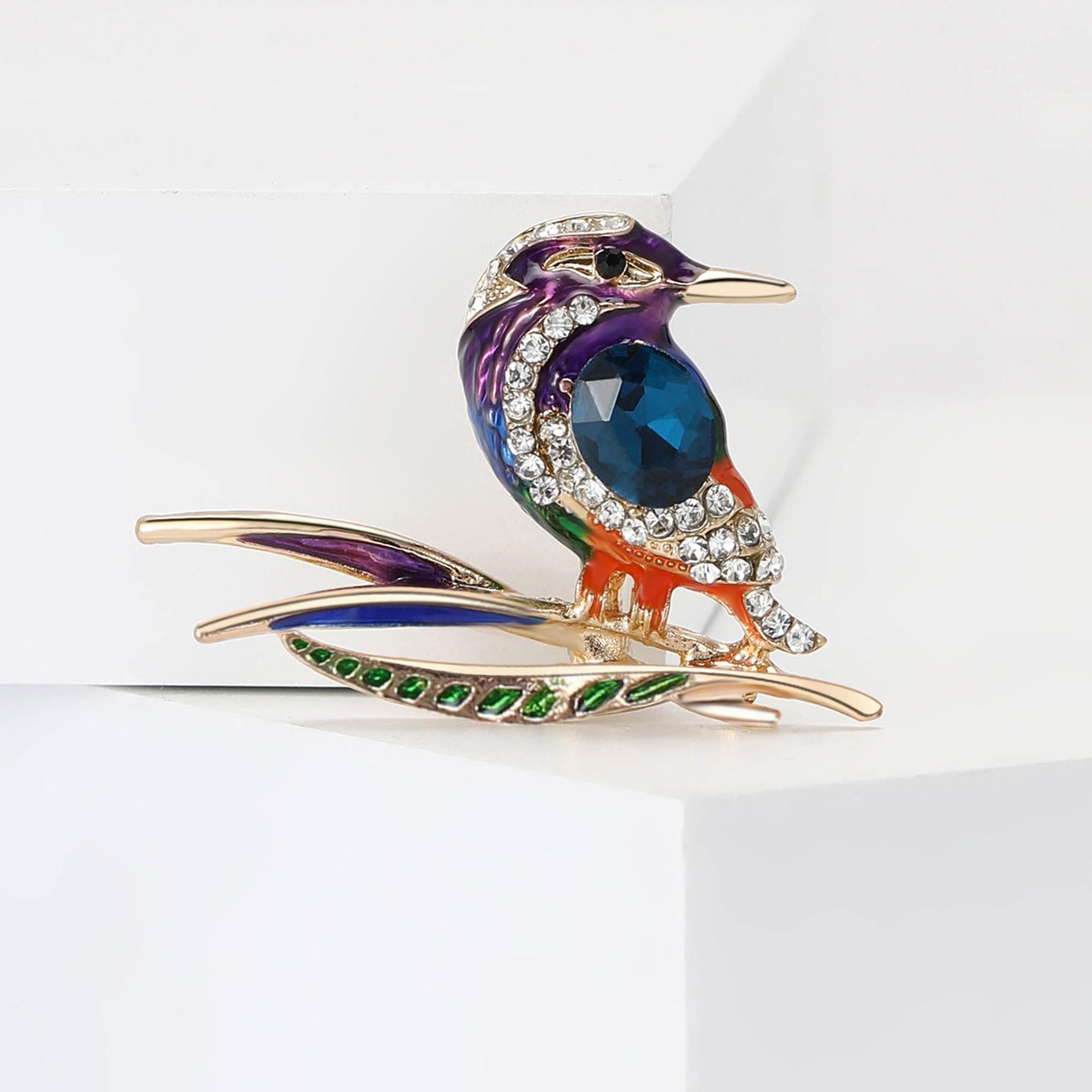 

Stylish Enamel Woodpecker Brooches for Women Unisex Rhinestone Animal Pins Event Party Backpack Decoration Clothes Accessories