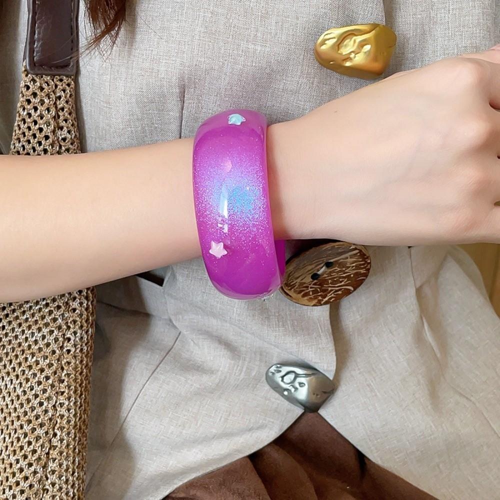 Star Mermaid Tail Deocr Women Wide Bracelet Circle Geometric Retro Hand Ring  Girls