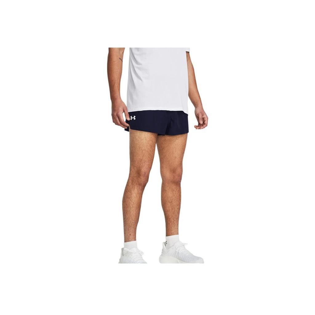 Under Armour Ua Launch Performance Solid Logo Mesh Side Slit Running Mid Rise Sports Shorts Men shorts Navy-Blue 1377813-410