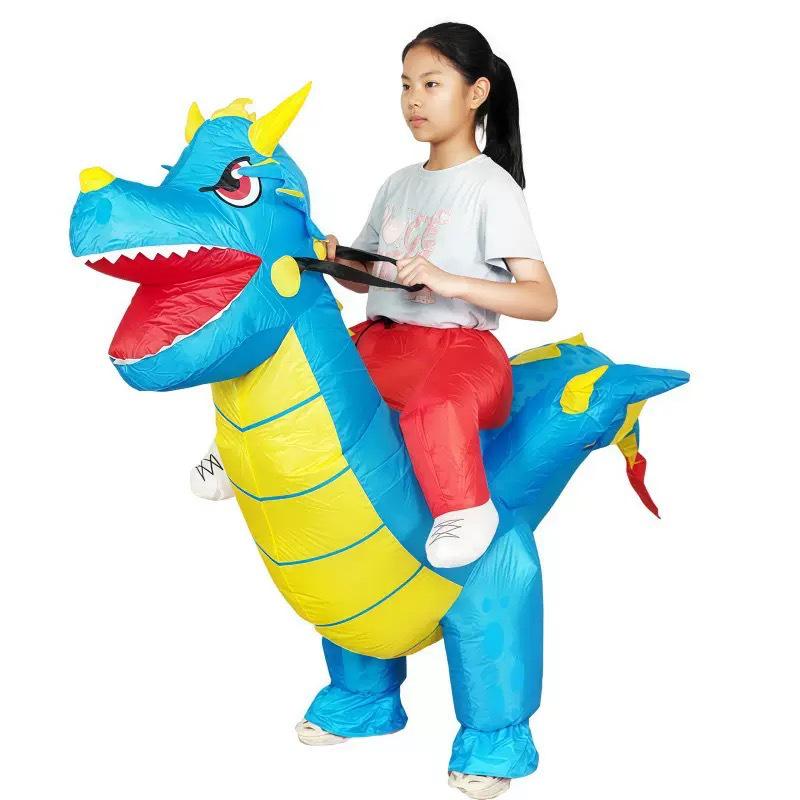 Halloween Kinder T-Rex aufblasbares Kostüm - Lustige Dinosaurier-Maskottchen für Partys