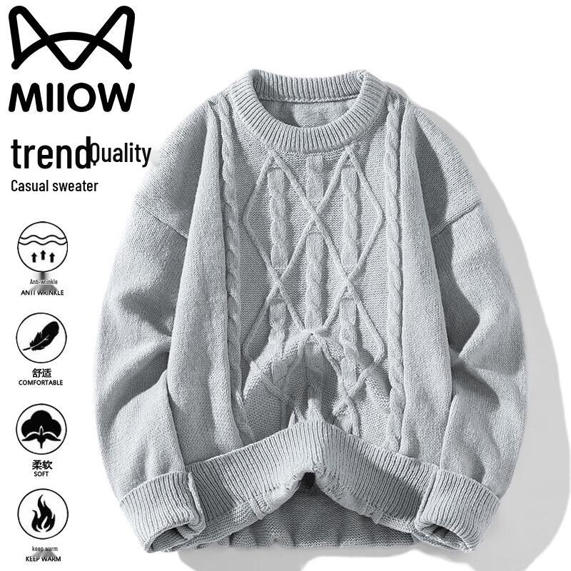 

Mao Ren Unisex Loose Fit Round Neck Knitted Sweater L