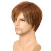 Synthetic Short Mens Wig with Side Bangs Wig Male Natural Pixie Cut Hair Daily Wig Cosplay Soft Heat Resistant Fiber