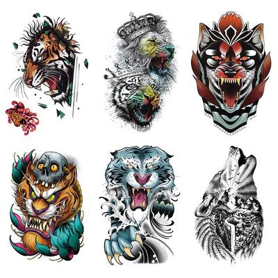 Tigre Lupo Modello Animale Fiore Braccio Mezzo Braccio Trasferimento ad Acqua Impermeabile Adesivo Tatuaggio Tatuaggio Simulato