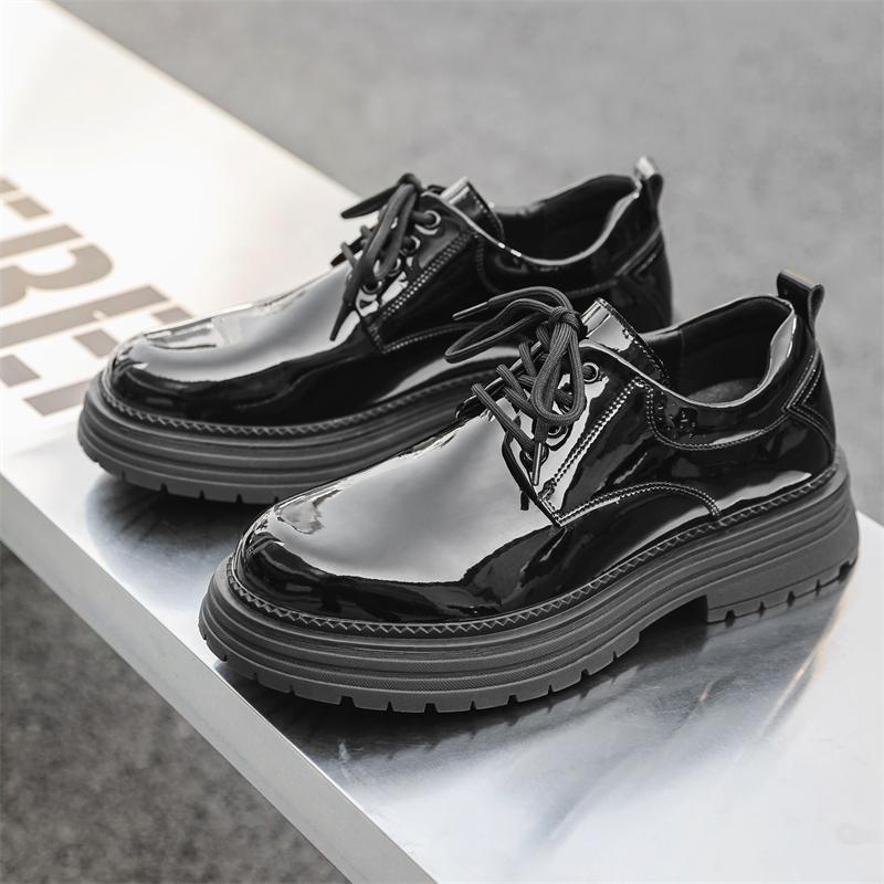 Fashion Men's Classic Retro Oxfords Shoe Mens Lace-up Business Dress Office Leather Shoes Men Glossy Fashion Wedding Party Flats Shoe