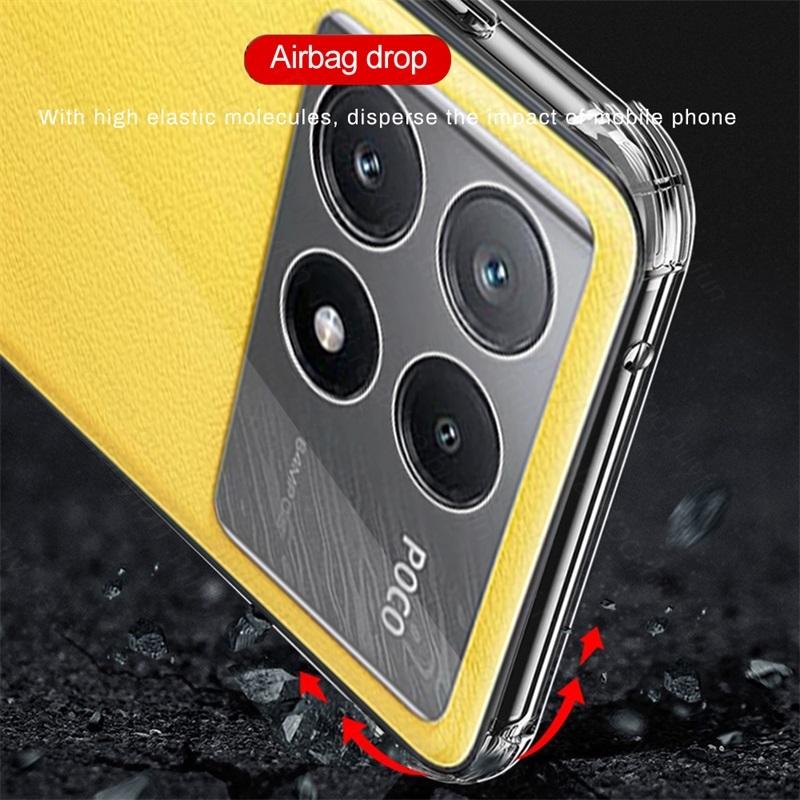 Clear Airbags TPU Soft Case For Xiaomi Poco X6 X7 Pro 5G Camera Protect Shockproof Frame Coque Poko Little X7Pro X6Pro X 6 7 Pro