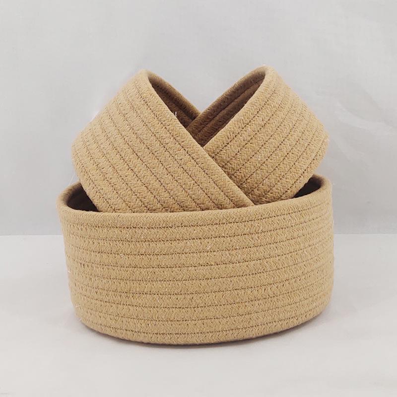 Handmade Cotton Rope Storage Basket for Desktop Sundries, Cosmetics, Snacks, and Entrance Organization