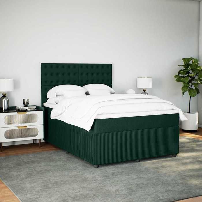 Maison Exclusive - Sommier à lattes de lit et matelas Vert foncé 140x190cm Velours