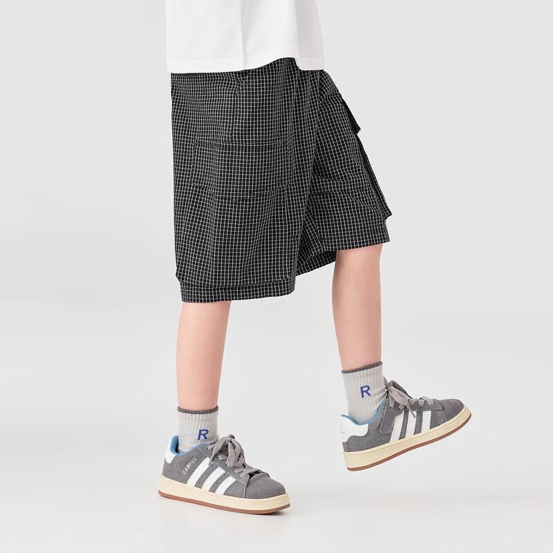 Boy's Plaid Loose-Fit Cotton Cargo Shorts