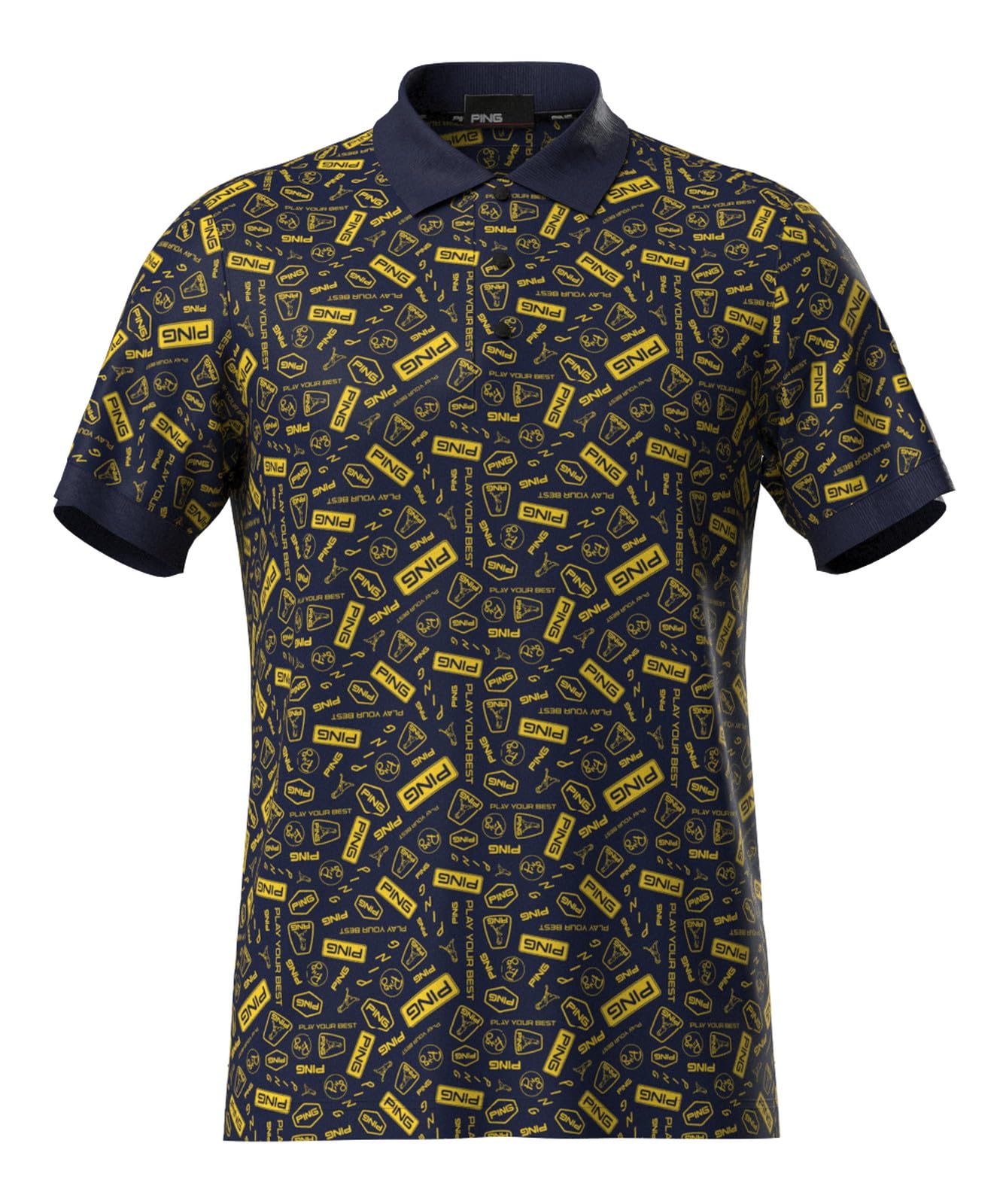 

Ping Apparel Short Sleeve Polo Shirt for Size Navy x Size M Men s (All-Over Print) Golf, 621-5160221, Yellow,