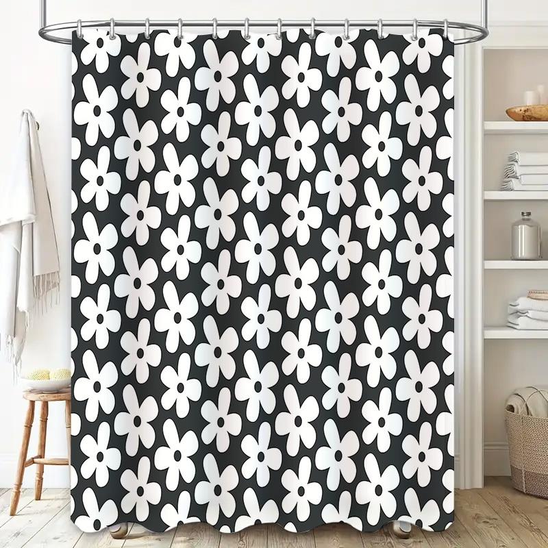 Floral Shower Curtain Botanical Bathroom Decor Vintage Flower Pattern Waterproof Fabric Liner Farmhouse Style Modern Washable Ba