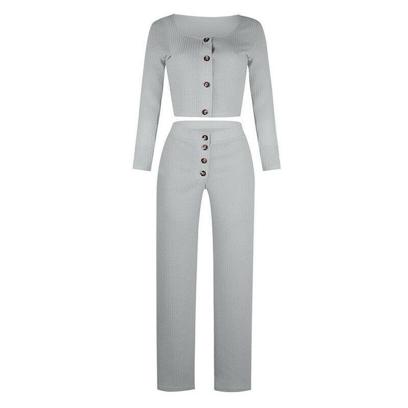 Stylish Women Tracksuit Cropped Top And Pants Set Comfortable Loungewear Collection Size 6-18